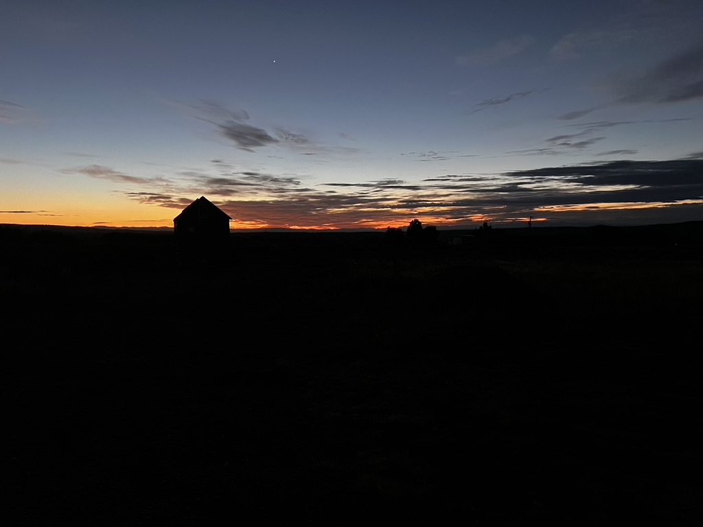 From the main home front porch, this captures the incredible sunrise from the east of Old Lasal